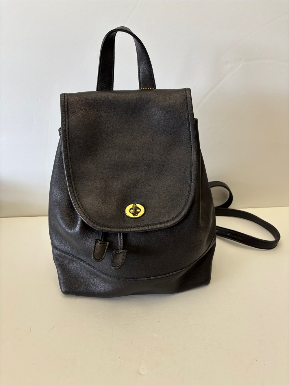Coach Costa Rica 9791 Black Leather Day Pack Backpack with Gold Turnlock